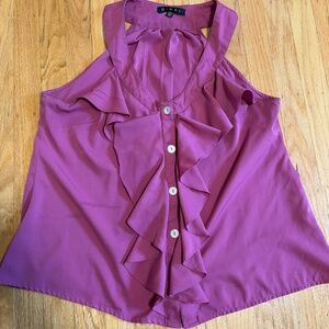 Dimri small women’s ruffle blouse sleeveless hot pink fuchsia S